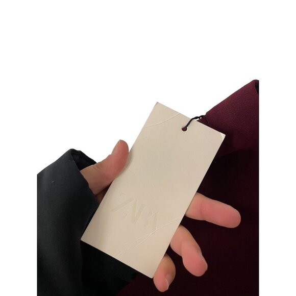 Zara ZW Womens Pants Large L red Burgundy High Waist Straight Leg 2244/119 NWT - Picture 6 of 15